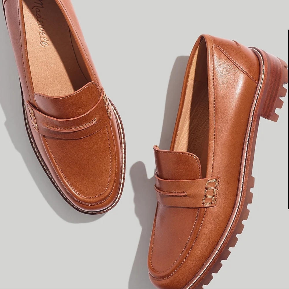 NIB Madewell Corinne Lugsole Leather Loafer Dried Maple 7.5